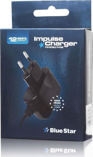 Blue Star Φορτιστής με Ενσωματωμένο Καλώδιο micro USB 5W Μαύρος (Travel Charger Universal micro USB 1000mAh)