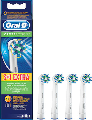 Oral-B Cross Action 3 & 1 Extra Ανταλλακτικές Κεφαλές για Ηλεκτρική Οδοντόβουρτσα 4τμχ