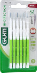 GUM Bi-Direction 2 in 1 Μεσοδόντια Βουρτσάκια με Λαβή 0.7mm Λευκά 6τμχ