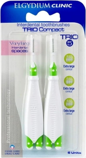 Elgydium Trio Compact 5 Аксесоари за междузъбни четки с дръжка Зелен 6бр
