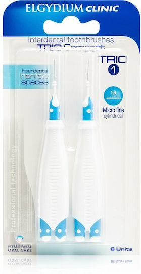 Elgydium Trio Compact 1 Rezerve pentru Periuțe Interdentare cu Mâner 0.7mm Albastru 6buc