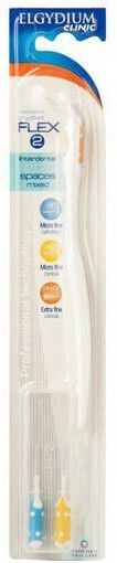 Elgydium Trio Flex 2 Handle with Interdental Brush Refills Mixed White 1pcs