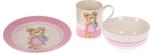 Inart Feeding Set Porcelain Set Bear made of Porcelain Pink 3pcs 3-60-140-0081