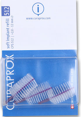 Curaprox Soft Implant Refill CPS512 Ανταλλακτικά για Μεσοδόντια Βουρτσάκια Μωβ 3τμχ