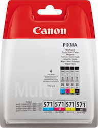 Canon CLI-571 4 Inkjet Printer Cartridges Multipack Yellow / Cyan / Magenta / Black (0386C005)