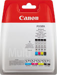 Canon CLI-571 Pachet de 4 cartușe de cerneală pentru imprimante InkJet Galben / Cyan / Magenta / Negru (0386C005)