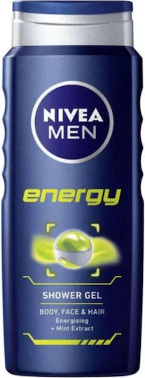 Nivea Energy Shower Gel for Men for Hair, Face & Body 500ml
