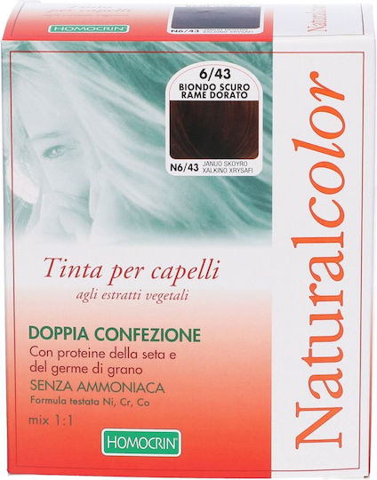 Specchiasol Homocrin Natural Color Vopsea de Păr fără amoniac 6/43 Auriu Auriu Bronz Blond închis 236ml