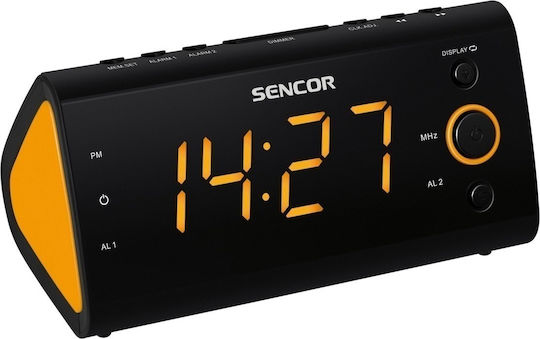 Sencor Επιτραπέζιο Ψηφιακό Ρολόι LED με Ξυπνητήρι & Ραδιόφωνο Πορτοκαλί SRC 170 OR
