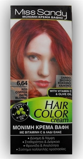 Miss Sandy Hair Color Cream Βαφή Μαλλιών 6/64 Ξανθό Σκούρο Κόκκινο Χάλκινο 60ml