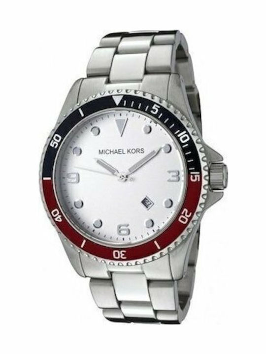 Michael Kors Lexington Ανδρικό Ρολόι 45mm Μπαταρίας με Ασημί Μεταλλικό Μπρασελέ