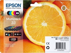 Epson 33 Original Pack of 5 InkJet Printer Inks Photo Black / Yellow / Cyan / Magenta / Black (C13T33374010 C13T33374011)