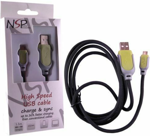 NSP USB 2.0 Cable USB-A male - micro USB-B male 1.5m (Fast Carbon)