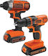 Black & Decker BD146 Σετ Δραπανοκατσάβιδο & Παλμικό Κατσαβίδι 18V με 1 Μπαταρία 1.5Ah