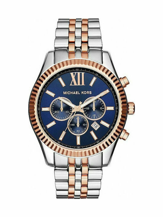 Michael Kors Lexington Γυναικείο Ρολόι 45mm Χρονογράφος Μπαταρίας με Ροζ Χρυσό Μεταλλικό Μπρασελέ