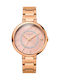 Vogue Twist Crystals Watch with Pink Gold Metal Bracelet