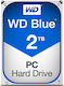 Western Digital Blue 2TB HDD Σκληρός Δίσκος 3.5" SATA III 5400rpm με 64MB Cache για Desktop