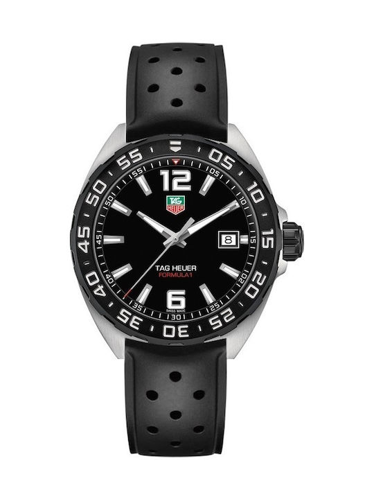 TAG Heuer Formula 1 Ρολόι Μπαταρίας με Καουτσούκ Λουράκι σε Μαύρο χρώμα