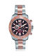Visetti Herrenuhr 48mm Chronograph Batterie mit Rose Gold Metallarmband