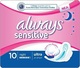 Always Sensitive Ultra Long Plus Pantyliners with Wings Night for Αυξημένη Ροή 6 Drop 10pcs