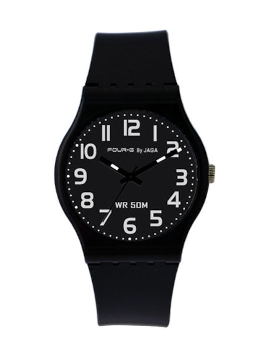 Jaga Watch with Black Rubber Strap AQ39 Black