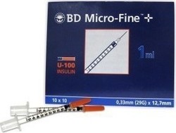 BD Micro-Fine+ 1ml 0.33mm (29G) x 12.7mm 1τμχ