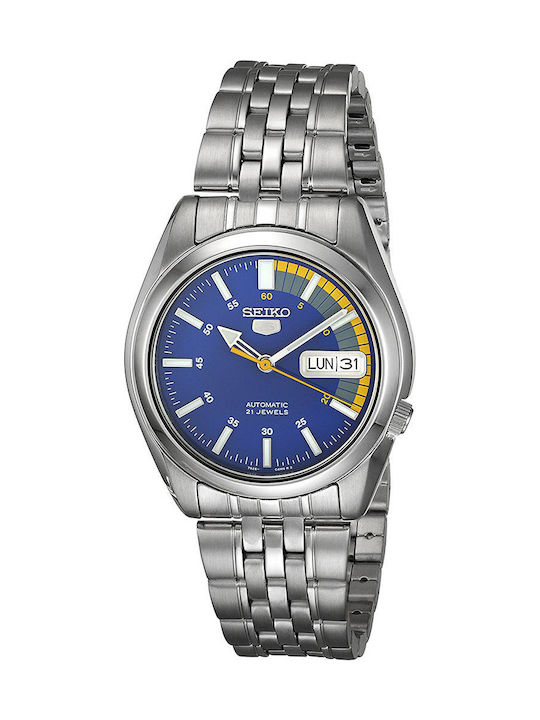 Seiko 5 Men's Watch 37mm Automatic with Silver Metal Bracelet