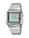 Casio Ψηφιακό Ανδρικό Ρολόι 38mm Μπαταρίας με Ασημί Μεταλλικό Μπρασελέ