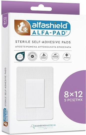 Alfashield Alfa Pad Стерилни Самозалепващи Пластири 8x 12cm, 5 бр.