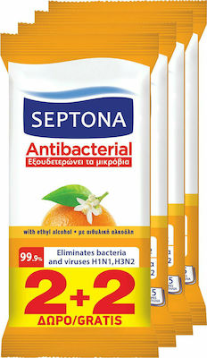 Septona Antibacterial Dezinfectante Servetele Pentru mâini 4x15buc Portocaliu