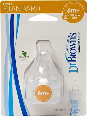 Dr. Brown's Baby Bottle Teat of Silicone for 6+ months 2τμχ