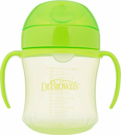 Dr. Brown's Educational Sippy Cup Plastic with Handles Green Light green for 6m+m+ 180ml