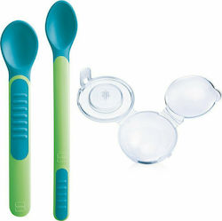 Mam Baby Set with Spoons with Temperature Indicator made of Plastic in Case for 6+ months Greens 2pcs