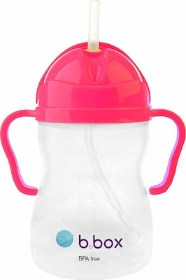 B.Box Sippy Toddler Plastic Cup with Handles and Straw 240ml for 6m+ Fuchsia