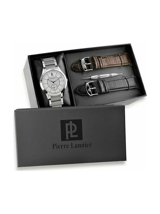 Pierre Lannier Uhr Batterie mit Silber Metallarmband