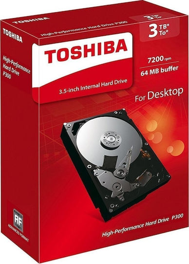 Toshiba P300 3TB HDD Σκληρός Δίσκος 3.5" SATA III 7200rpm με 64MB Cache για Desktop