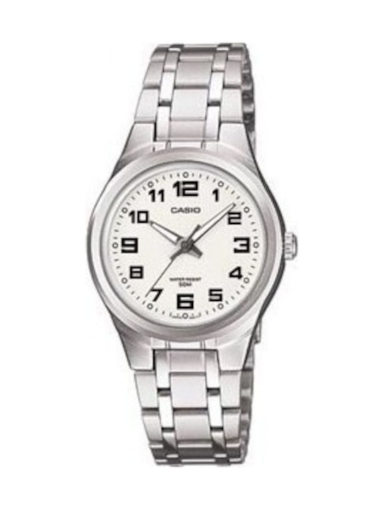 Casio Γυναικείο Ρολόι 28mm Μπαταρίας με Ασημί Μεταλλικό Μπρασελέ