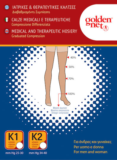 Golden Net 314B Unterhalb des Knies Klasse 1 Socken Wade hoch Graduierte Kompression 18-22 mmHg Beige