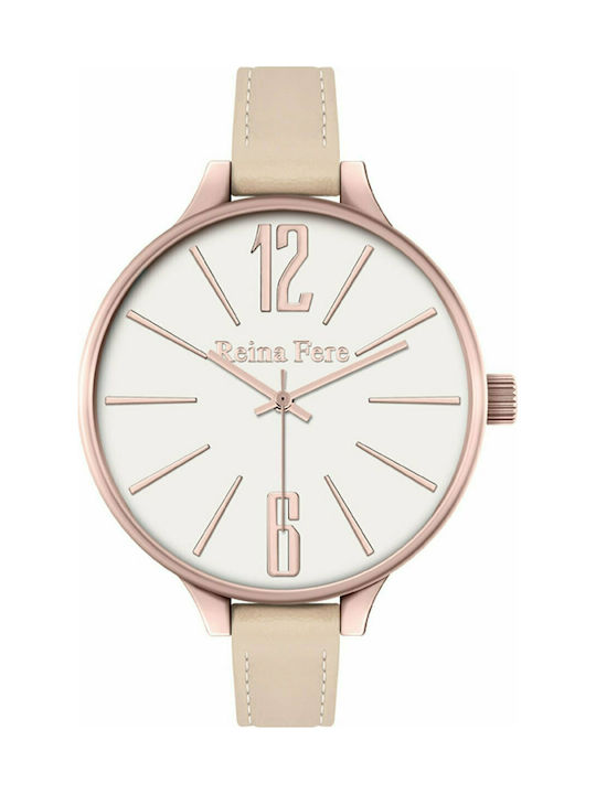 Reina Fere Watch with Beige Leather Strap 0712-2