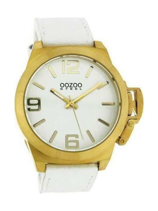 Oozoo Watch with White Leather Strap OS108