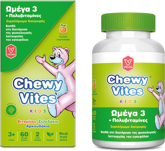 Chewy Vites Omega 3 & Multivitamină Polivitamină pentru Energie, Întărirea Imunității și Păr 60 x 1 jeleuri