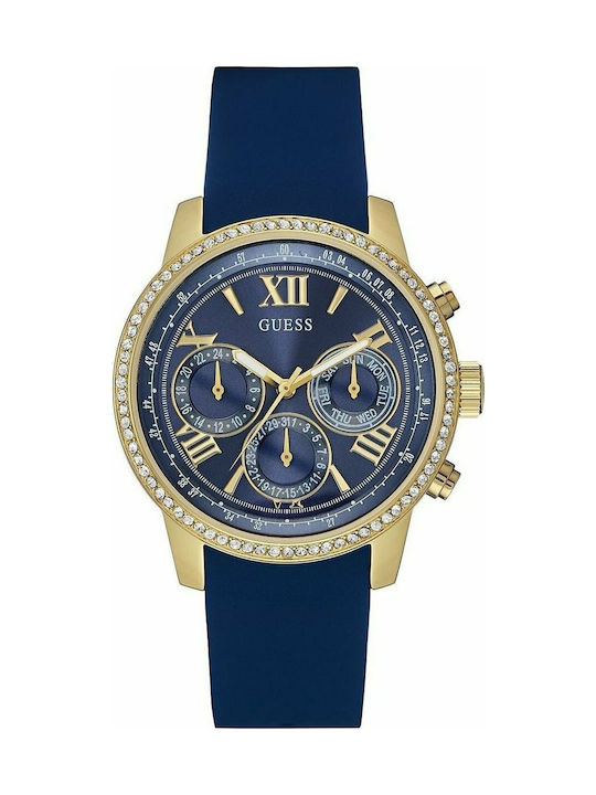 Guess Uhr Chronograph mit Blau Metallarmband W0616L2