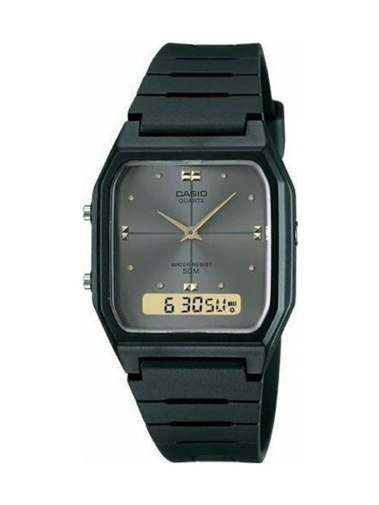 Casio Мъжки Часовник На Батерия Сив Каучуков Ка...