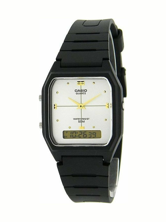 Casio Мъжки Часовник На Батерия с Черна Каучуко...