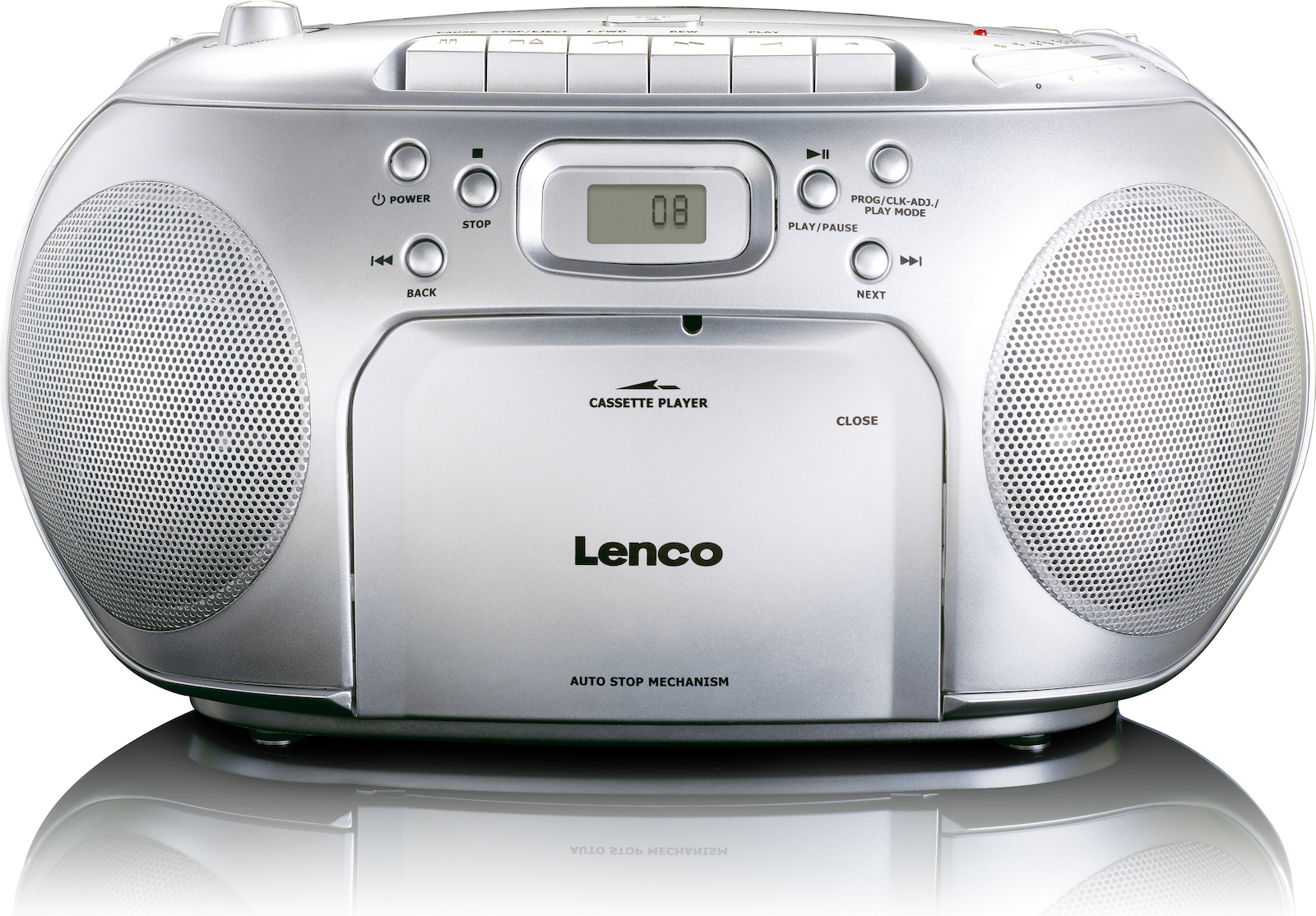Ασημί Ηχοσύστημα Ραδιόφωνο Χρώμα SCD-420 / Lenco Κασετόφωνο με CD / Φορητό σε