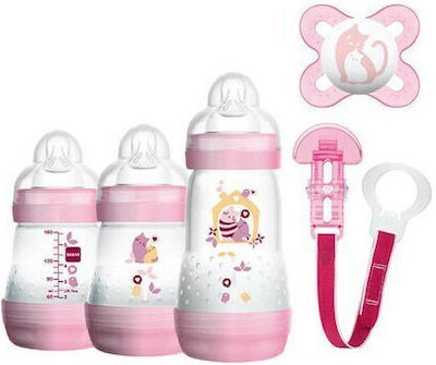 Mam Plastic Bottle Set Welcome To The World Gift Set Anti-Colic with Silicone Nipple for 0+, 0+ m, months Pink Elephant 260ml 5pcs