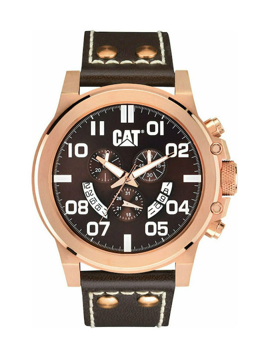 CAT Chicago Uhr Chronograph Batterie mit Braun Lederarmband