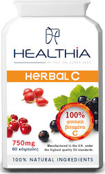 Healthia Herbal-C 750mg Vitamin for Immune System Boost, Skin & Antioxidant Action 750mg 60 caps