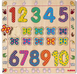 Holz Kinder Steckpuzzle Παιδιά & Αριθμοί für 2++ Jahre 20pcs Djeco