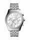 Michael Kors Lexington Ανδρικό Ρολόι 45mm Χρονογράφος Μπαταρίας με Ασημί Μεταλλικό Μπρασελέ